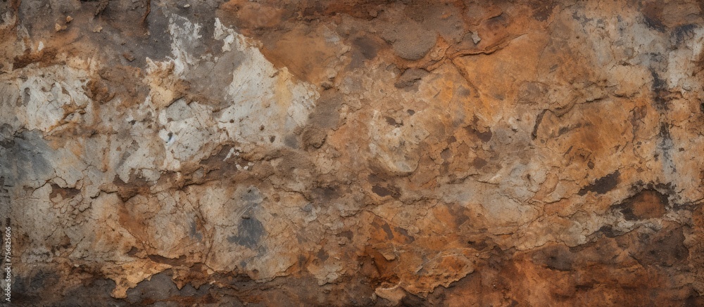 A close up of a bedrock outcrop with brown patterns resembling wood flooring. The natural art of the rock wall contrasts with the surrounding grass and soil A close up of a bedrock outcrop with brown patterns resembling wood flooring. The natural art of the rock wall contrasts with the surrounding grass and soil