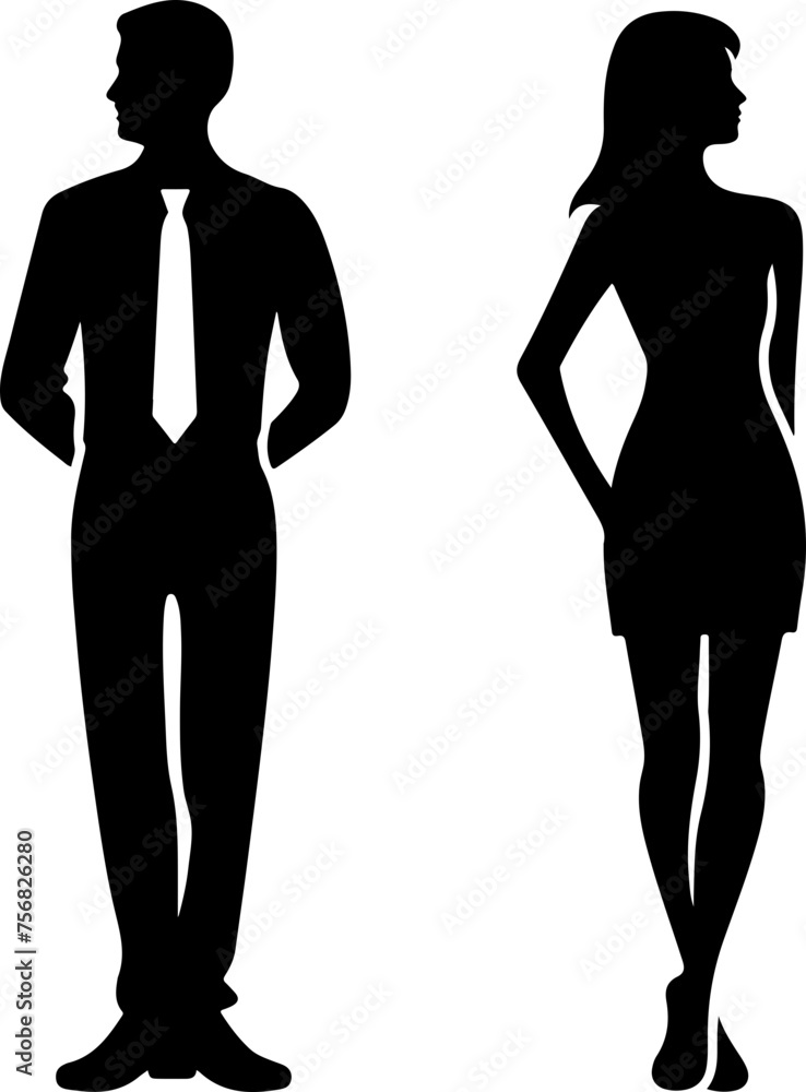 Elegant Silhouette of a Businessman and Businesswoman for Professional and Commercial Use Elegant Silhouette of a Businessman and Businesswoman for Professional and Commercial Use