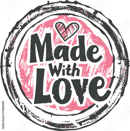 Handcrafted Style Stamp with 'Made with Love' Inscription Perfect for Small Business Branding