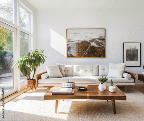 Mid-century interior design of modern living room  home.