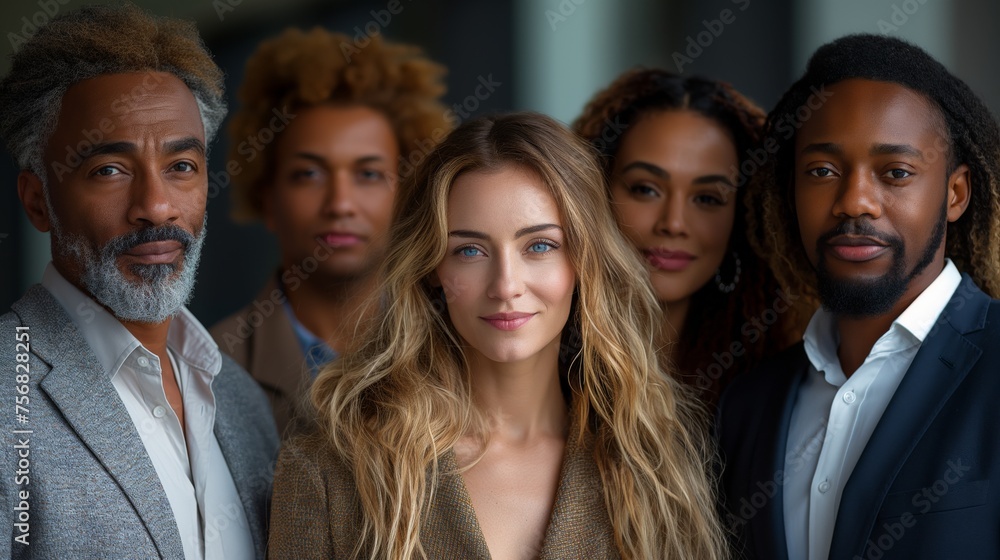 Portrait shot diverse group of business professionals Modern multi ethnic business team standing and looking at camera. Tram work gonna better.Team concept.Work concept.Success concept. Office concept Portrait shot diverse group of business professionals Modern multi ethnic business team standing and looking at camera. Tram work gonna better.Team concept.Work concept.Success concept. Office concept
