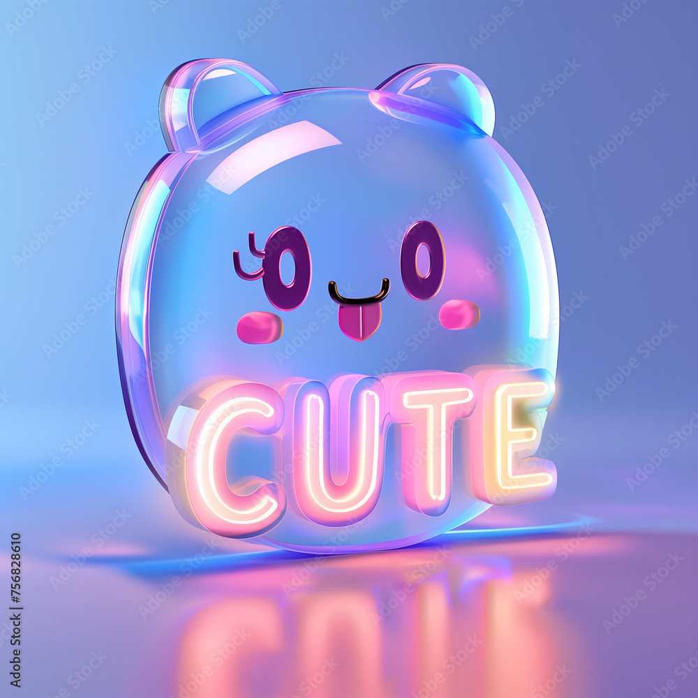 3D cute toy icon CUTE symbol 3D cute toy icon CUTE symbol