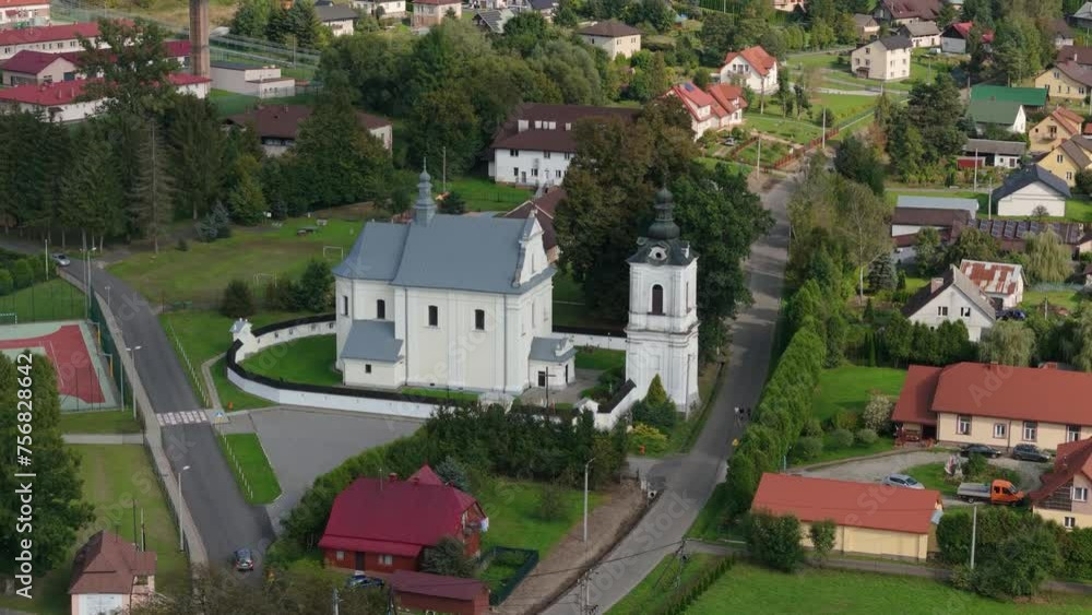 Beautiful Landscape Church Downtown Bieszczady Uherce Mineralne Aerial Poland Beautiful Landscape Church Downtown Bieszczady Uherce Mineralne Aerial Poland