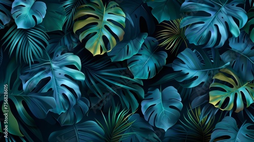 Lush green palm leaves texture for stunning natural background setting in tropical paradise