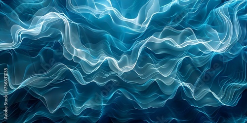 The Brain-Like Quantum Computing System Rendered on a Blue Abstract Background. Concept Technology, Quantum Computing, Abstract Art, Brain, Blue Background