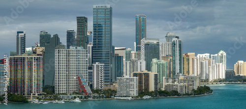 Close up view of downtown Miami with skyscrapers