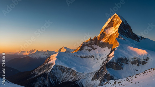 Snowy Mountain Landscape: Majestic Views of Snow-Capped Peaks