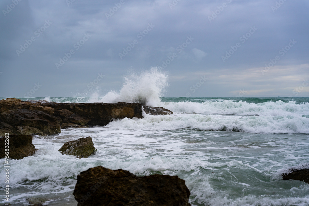 Rough sea with waves hitting the reef 3 Rough sea with waves hitting the reef 3