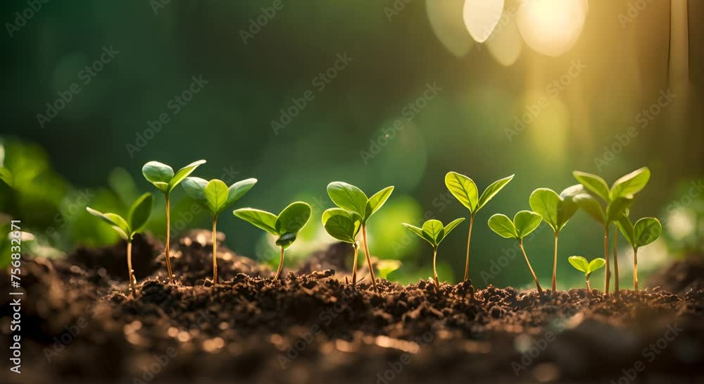Young plant seedlings reaching towards the light, growth concept Young plant seedlings reaching towards the light, growth concept