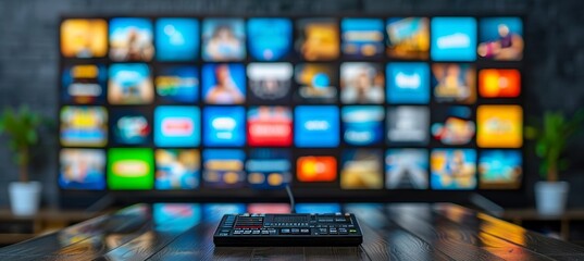 Multimedia technology  abstract background of web streaming channels and tv video