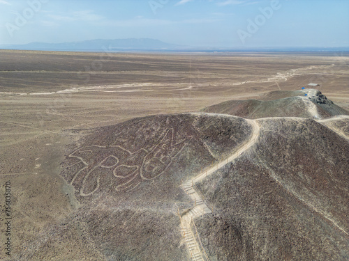 Foto figure of a cat in the Nasca lines