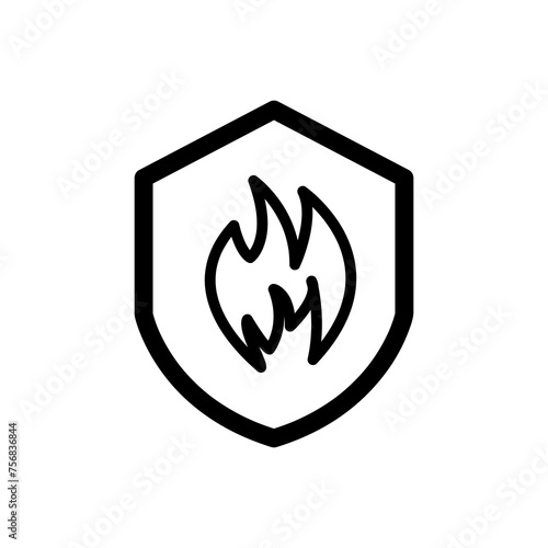 fire shield vector thin line simple illustration on white background..eps