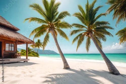 beach with palm trees © ayesha