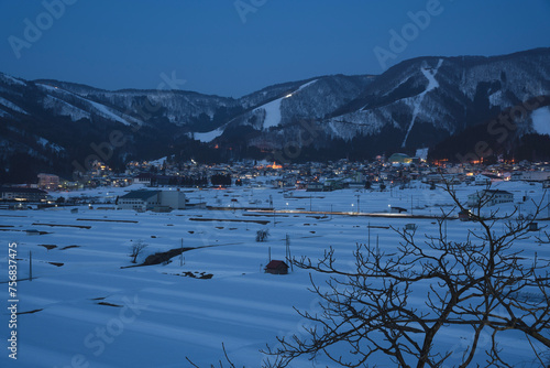 信州野沢温泉　全景　夜景