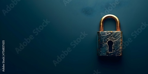Cybersecurity concept with padlock on dark blue background for data protection. Concept Data Security, Cyber Protection, Information Privacy, Digital Defense, Secure Technology