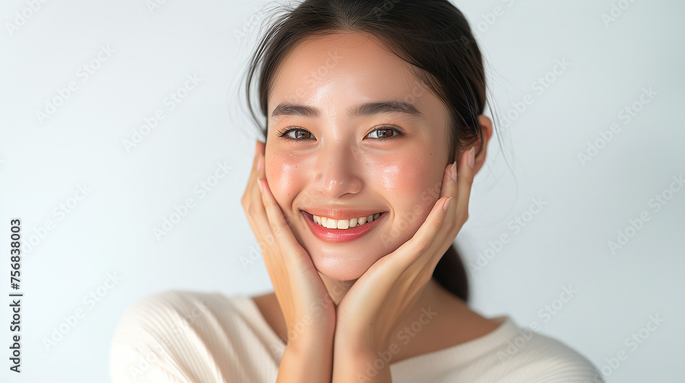 Beautiful Japanese woman in her 20s doing skin care, clear white skin and glossy lips, close-up スキンケアする美しい女性
Beautiful Japanese woman in her 20s doing skin care, clear white skin and glossy lips, close-up スキンケアする美しい女性