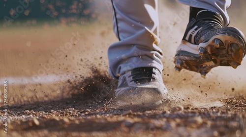 A dynamic UHD shot of a baseball player stealing a base with lightning speed  sliding into the bag just ahead of the tag  showcasing the excitement and strategy of baserunning in a close game.