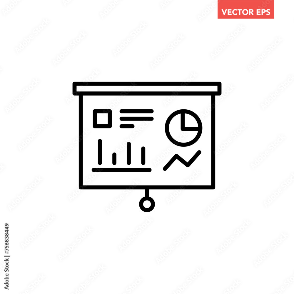 Black single presentation billboard board line icon simple report