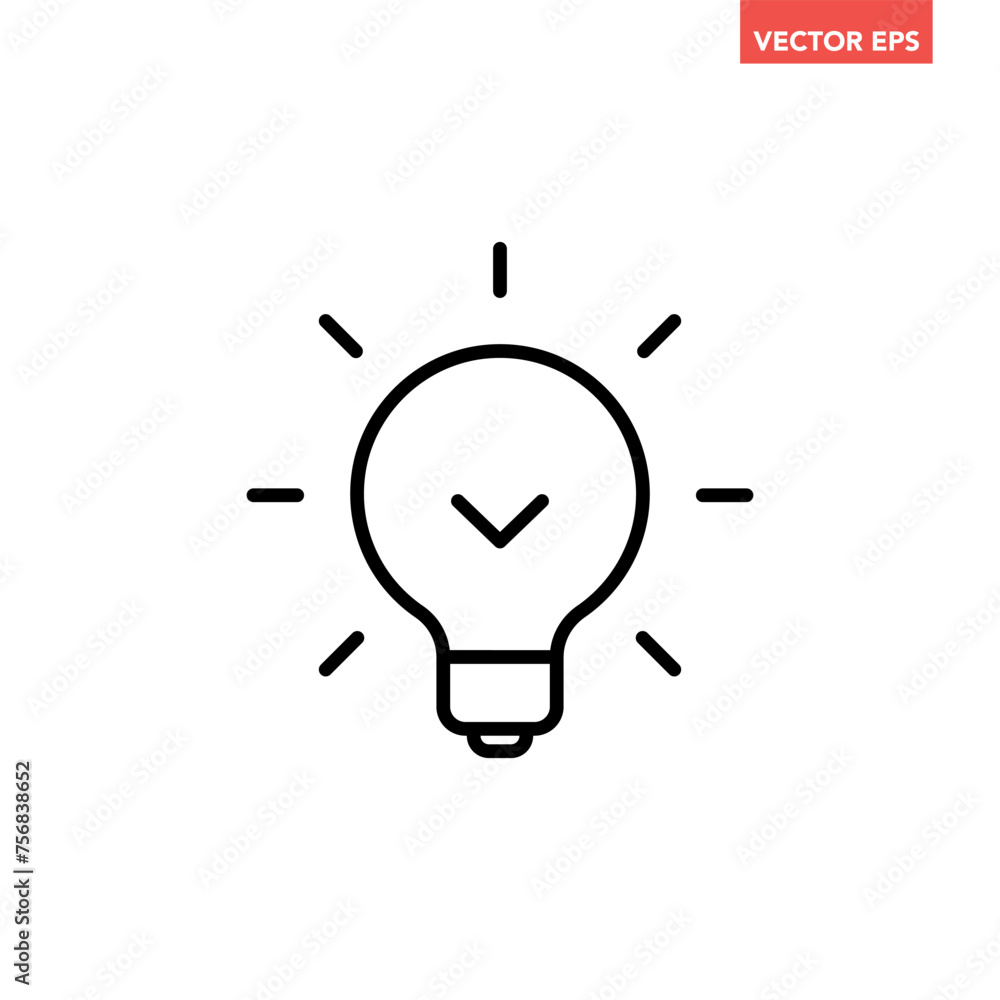 Single light bulb line icon, simple idea flat design illustration pictogram, infographic vector for app ads web banner button ui interface elements isolated on white background Single light bulb line icon, simple idea flat design illustration pictogram, infographic vector for app ads web banner button ui interface elements isolated on white background