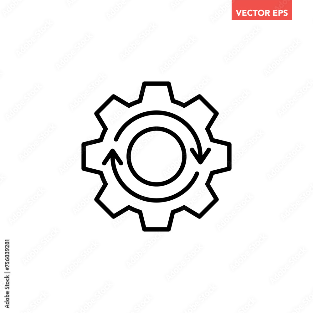 Black single round reset system line icon, simple cog wheel process circle flat design vector pictogram, infographic interface elements for app logo web button ui ux isolated on white background Black single round reset system line icon, simple cog wheel process circle flat design vector pictogram, infographic interface elements for app logo web button ui ux isolated on white background
