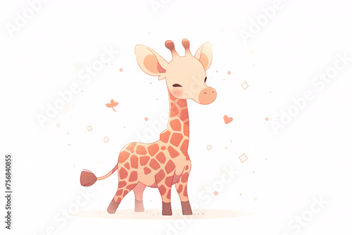 Cute giraffe illustration, children education concept illustration