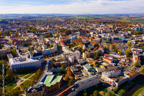 Aerial view of picturesque Czech town Opava, Moravian-Silesian Region