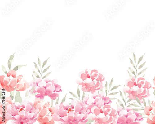 Pink and Orange Peony Watercolor Background