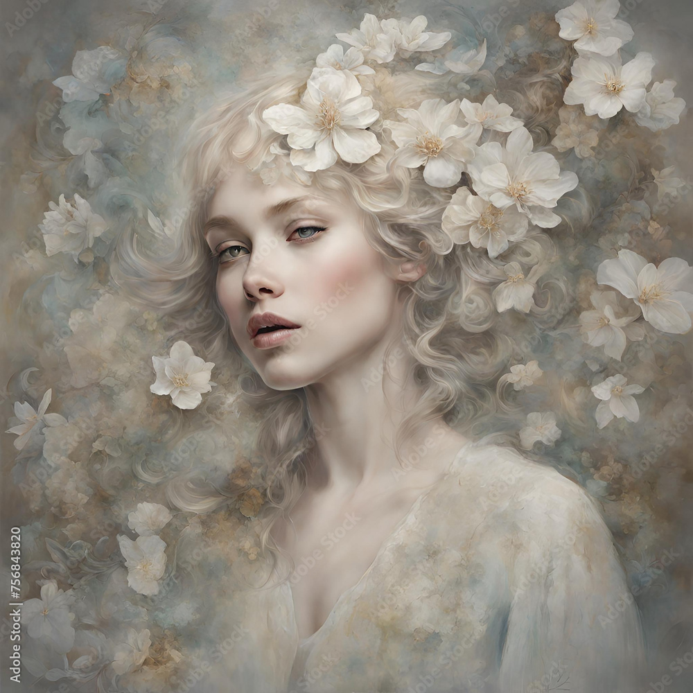 Fototapeta premium portrait of a woman with flowers