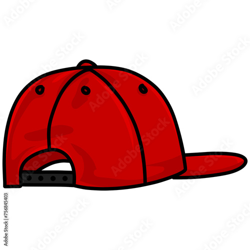 Red Hat Snapback Cap Backward Illustration