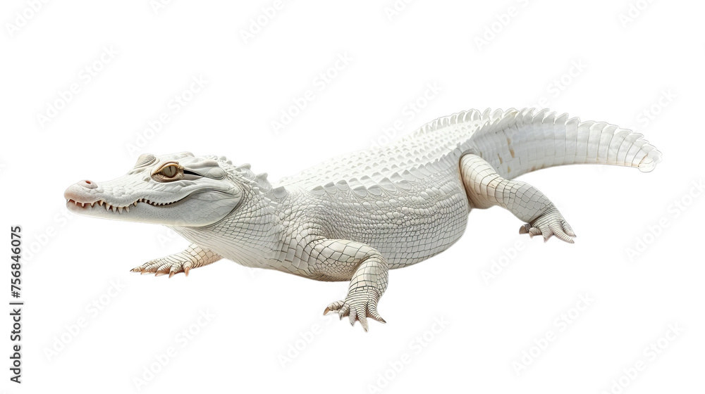Fototapeta premium White Albino Crocodile Isolated