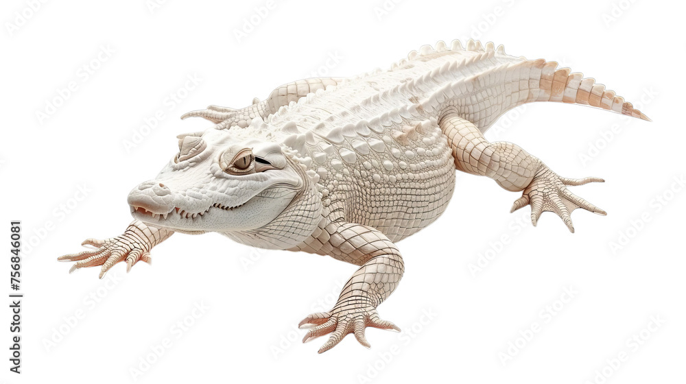 Naklejka premium White Albino Crocodile Isolated