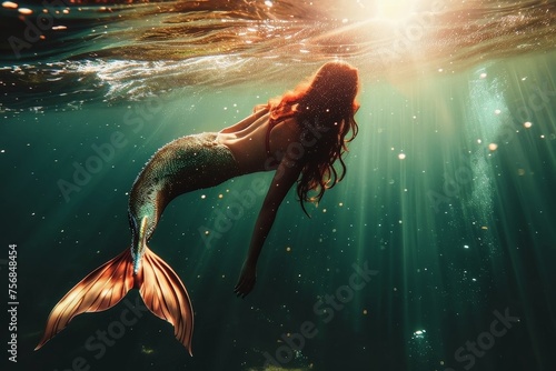 A mermaid swimming in the water. © Michael