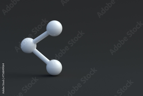 Share icon on black background. Global communication symbol. Copy space. 3d render