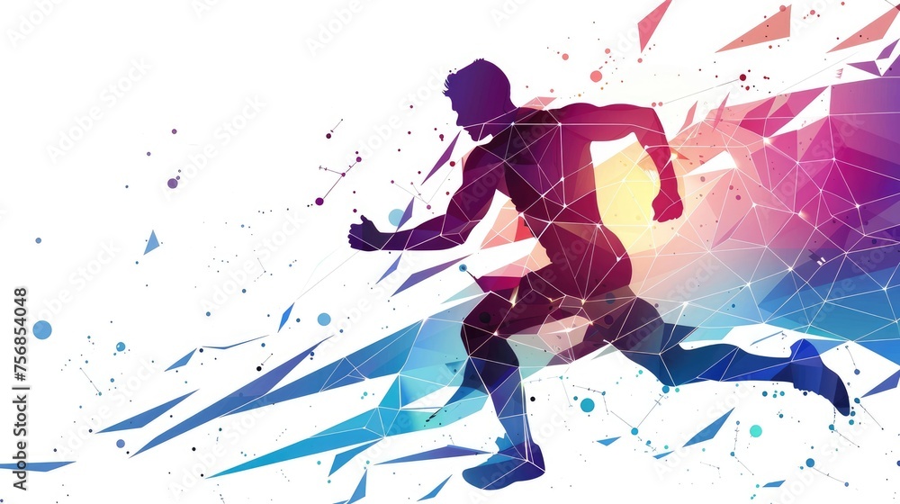 Geometric running man in vector on white background. Geometric running man in vector on white background.