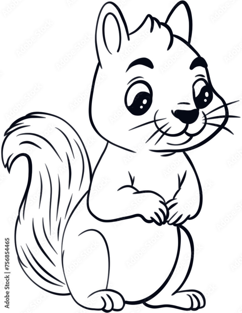 Cute Squirrel Coloring Page Drawing Cute Squirrel Coloring Page Drawing