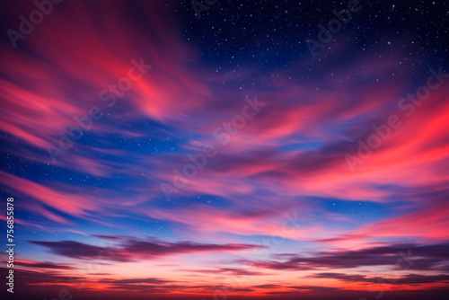 red and blue sky with so many star