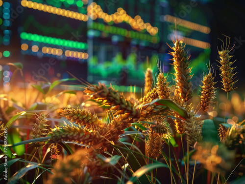 Sustainable commodities trading digital grains and greens photo