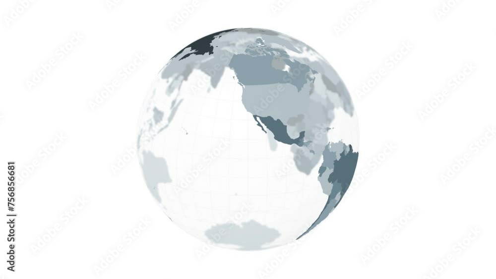 Rotating globe. Transparent Earth planet in mint colors spinning on a white background. 4K awesome loop animation. Rotating globe. Transparent Earth planet in mint colors spinning on a white background. 4K awesome loop animation.