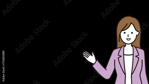 笑顔で話す女性　透過アニメーション