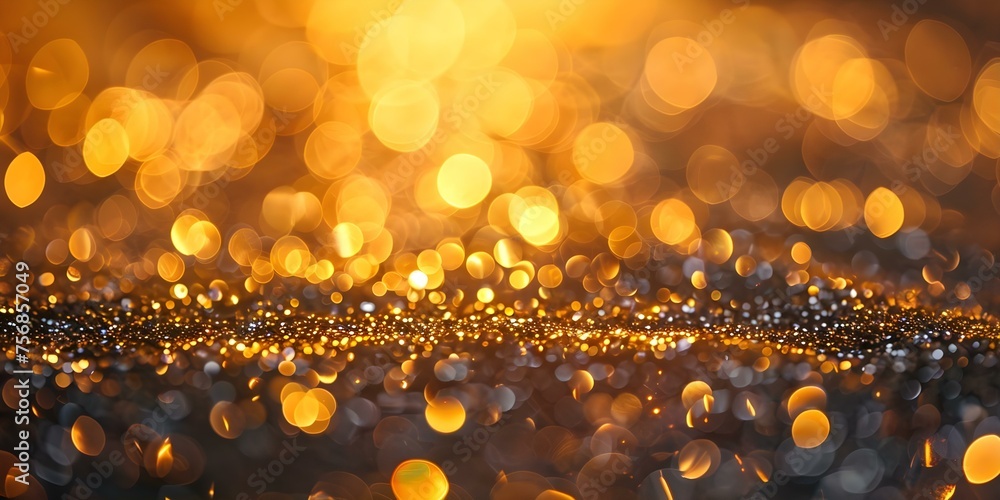 Festive golden bokeh background with defocused glitters perfect for celebrations  magic. Concept Golden Bokeh Background, Defocused Glitters, Festive Atmosphere, Celebratory Sparkle