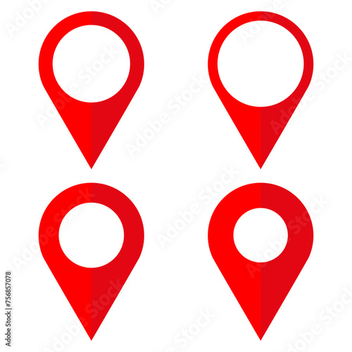 Set of Red Map Pointer Icons. Vector illustration. EPS 10.