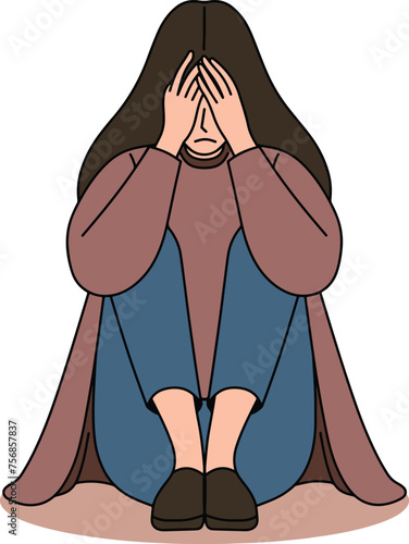 Angry sad women cartoon illustration