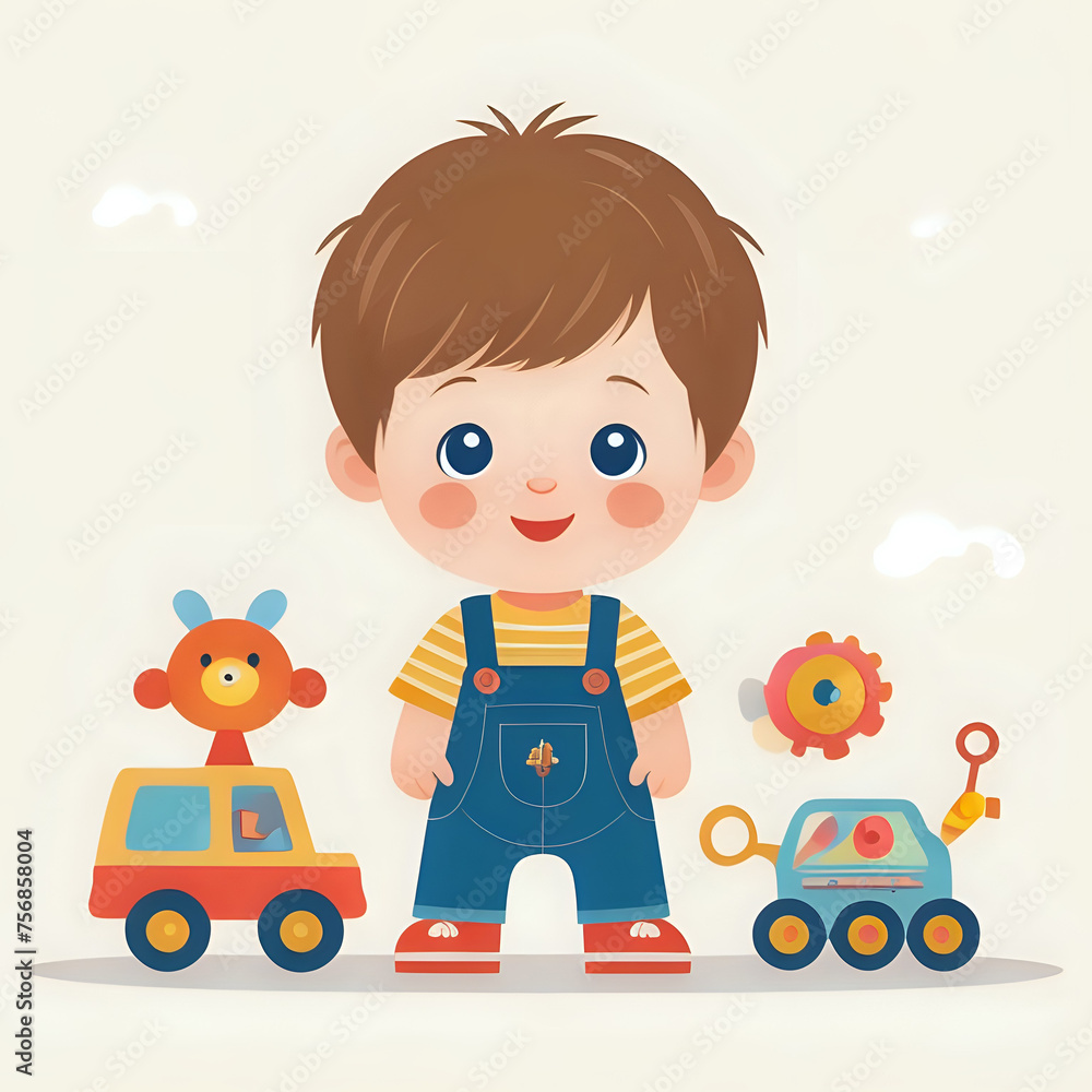 flat design of a Child playing with toys-generated by ai flat design of a Child playing with toys-generated by ai