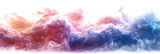 A delicate pink and blue color cloud formation on a pure white background.