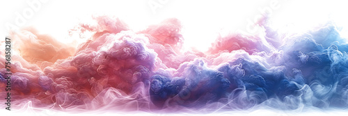 A delicate pink and blue color cloud formation on a pure white background. photo