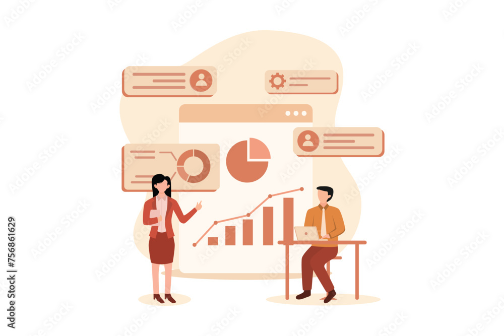 Naklejka premium Business Strategy Flat Illustration Design