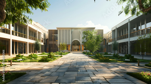 scool building with spacious yard in middle eas photo