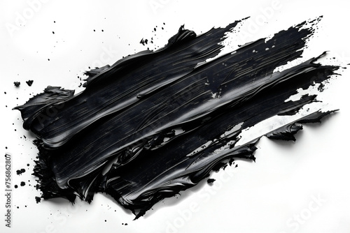 black oil paint strokes, plain white background.