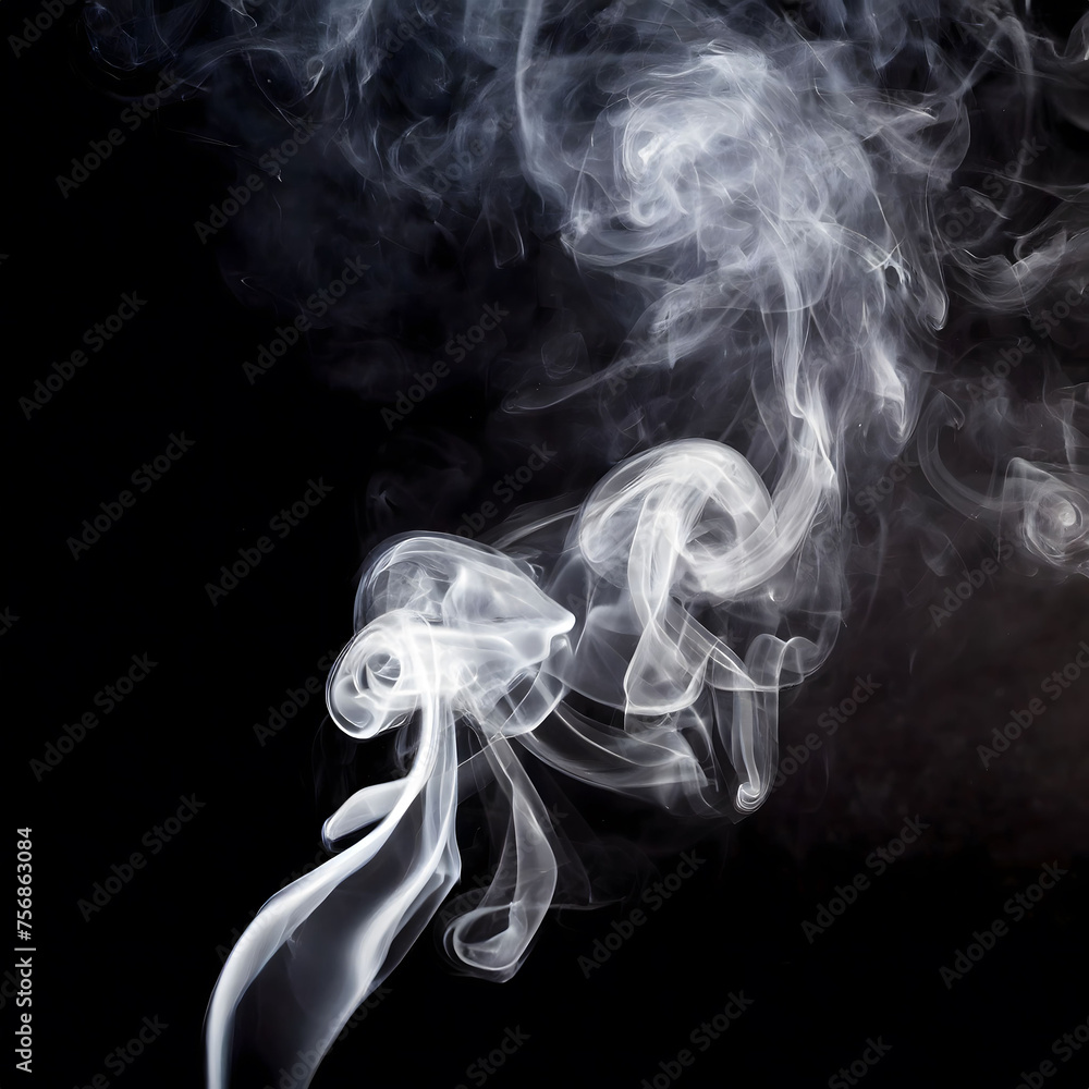 Fototapeta premium White smoke on black background