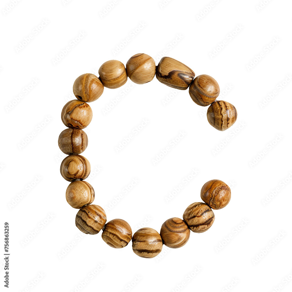 C made of prayer bead, no background, PNG C made of prayer bead, no background, PNG